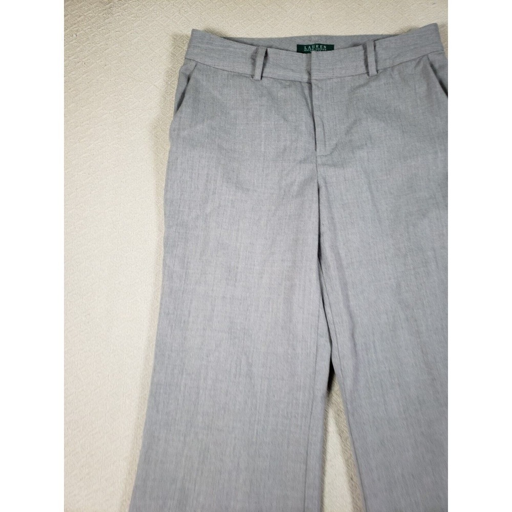 Lauren Ralph Lauren Pants Womens 6p Gray Wool Straight Wide Leg Slash Pockets - Picture 2 of 10